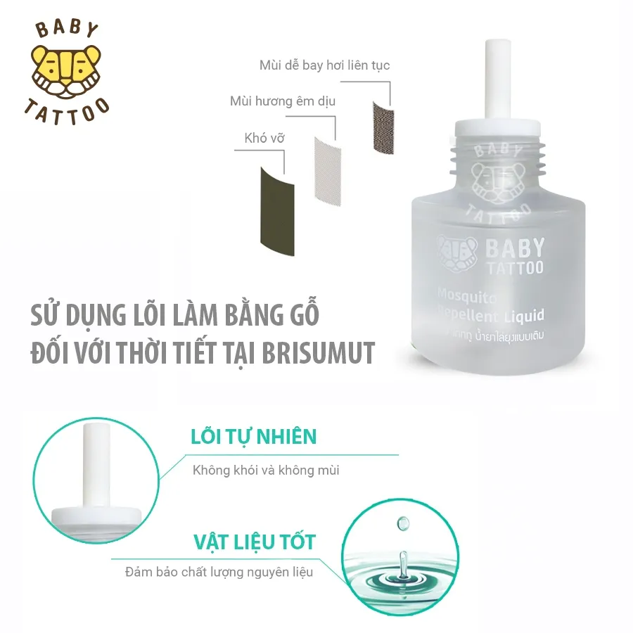 Ảnh BABY TATTOO Combo Máy Xông Và Tinh Dầu Đuổi Muỗi Không Mù Không khói 3