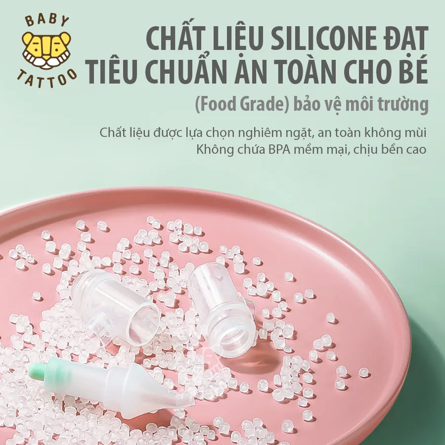 Ảnh BABY TATTOO Dụng Cụ Hút Dịch Mũi Đầu Silicone Kèm Nhíp An Toàn Cho Bé 4