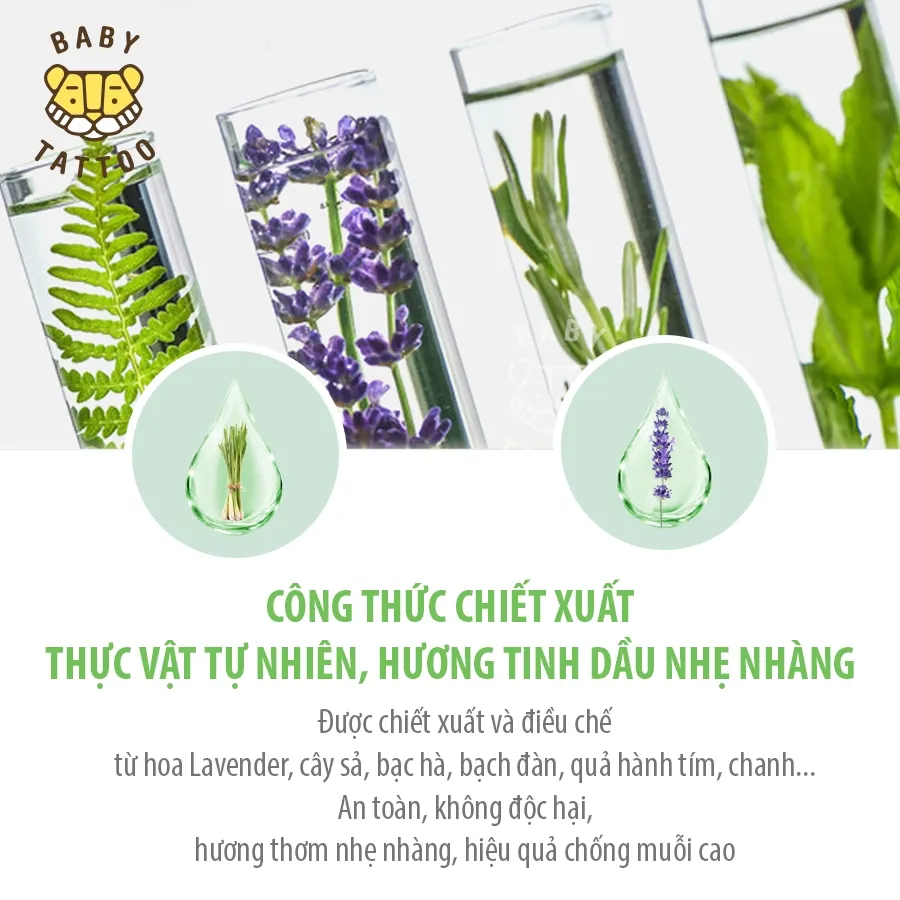 Ảnh BABY TATTOO Hộp 6 Miếng Dán Chống Muỗi, Côn Trùng Cho Trẻ Em Từ Thiên Nhiên Hương Thảo Dược Nhẹ Nhàng 2