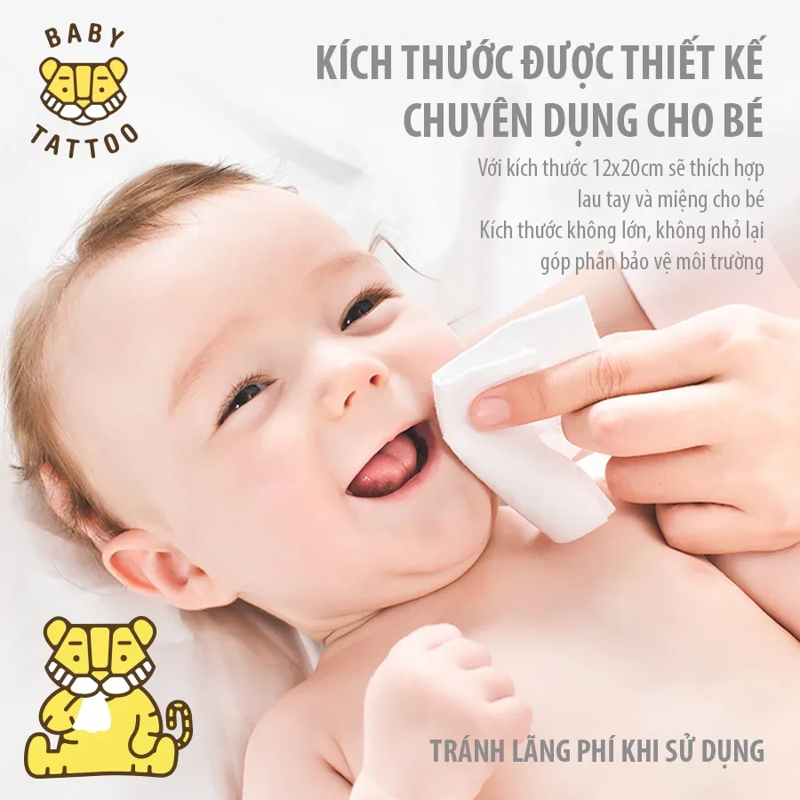 Ảnh BABY TATTOO Khăn Giấy Bông Khô Cao Cấp Cho Bé Chất Vải CASHMERE, Đa Năng Sử Dụng Khô Hoặc Ướt 3