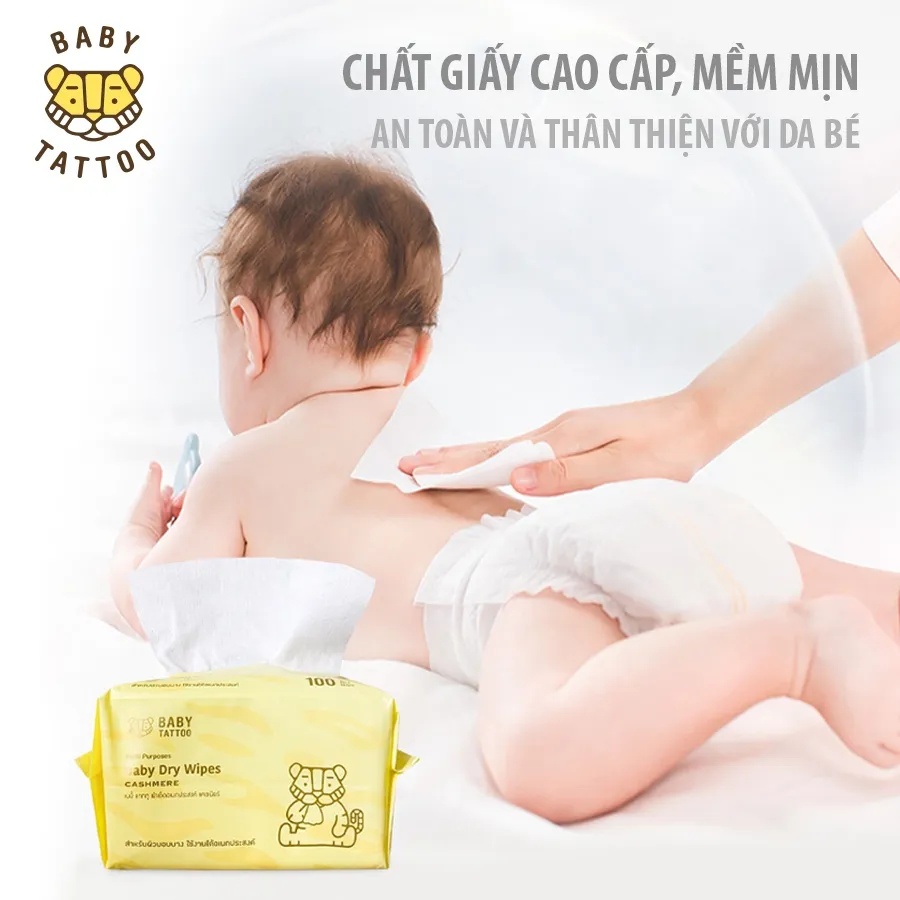 Ảnh BABY TATTOO Khăn Giấy Bông Khô Cao Cấp Cho Bé Chất Vải CASHMERE, Đa Năng Sử Dụng Khô Hoặc Ướt 4
