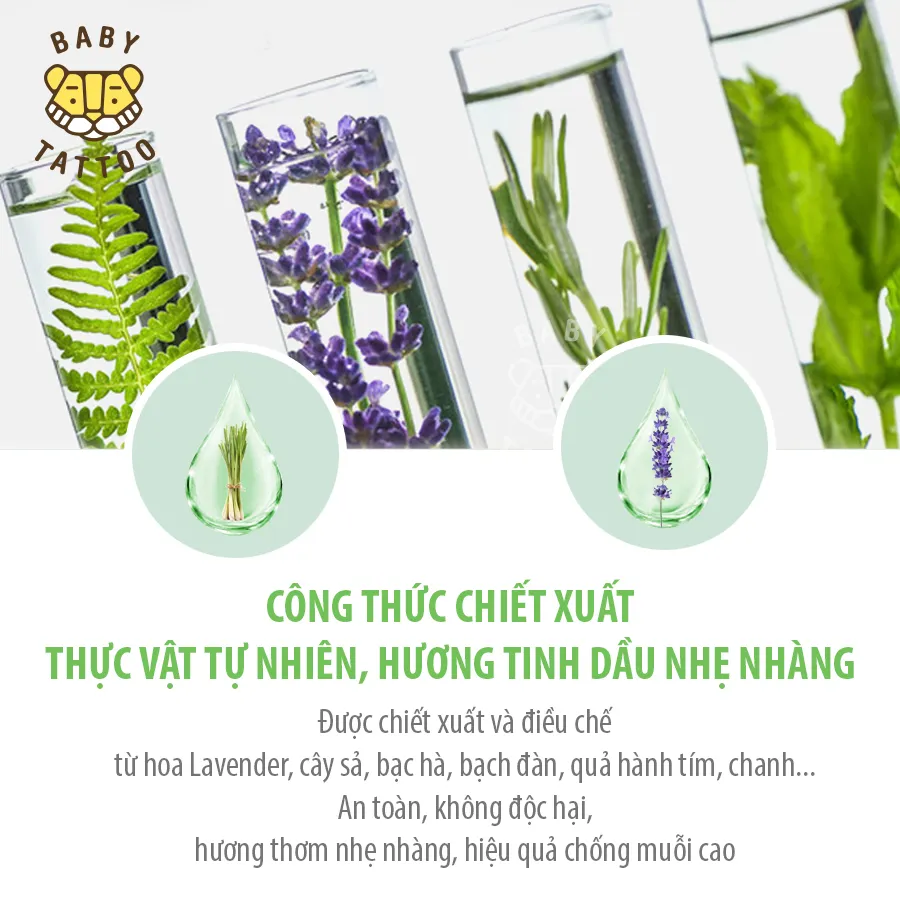 Ảnh BABY TATTOO Miếng Dán Chống Muỗi, Côn Trùng Cho Trẻ Em Từ Thiên Nhiên Hương Thảo Dược Nhẹ Nhàng 1 hộp 24 miếng 2