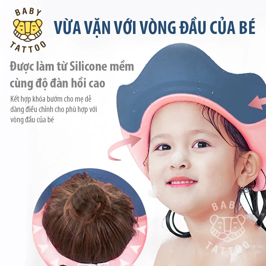 Ảnh BABY TATTOO Nón Tắm Hình Vương Miện, Thiết Kế Nước Chảy Ra Sau, Hỗ Trợ Cho Bé 4