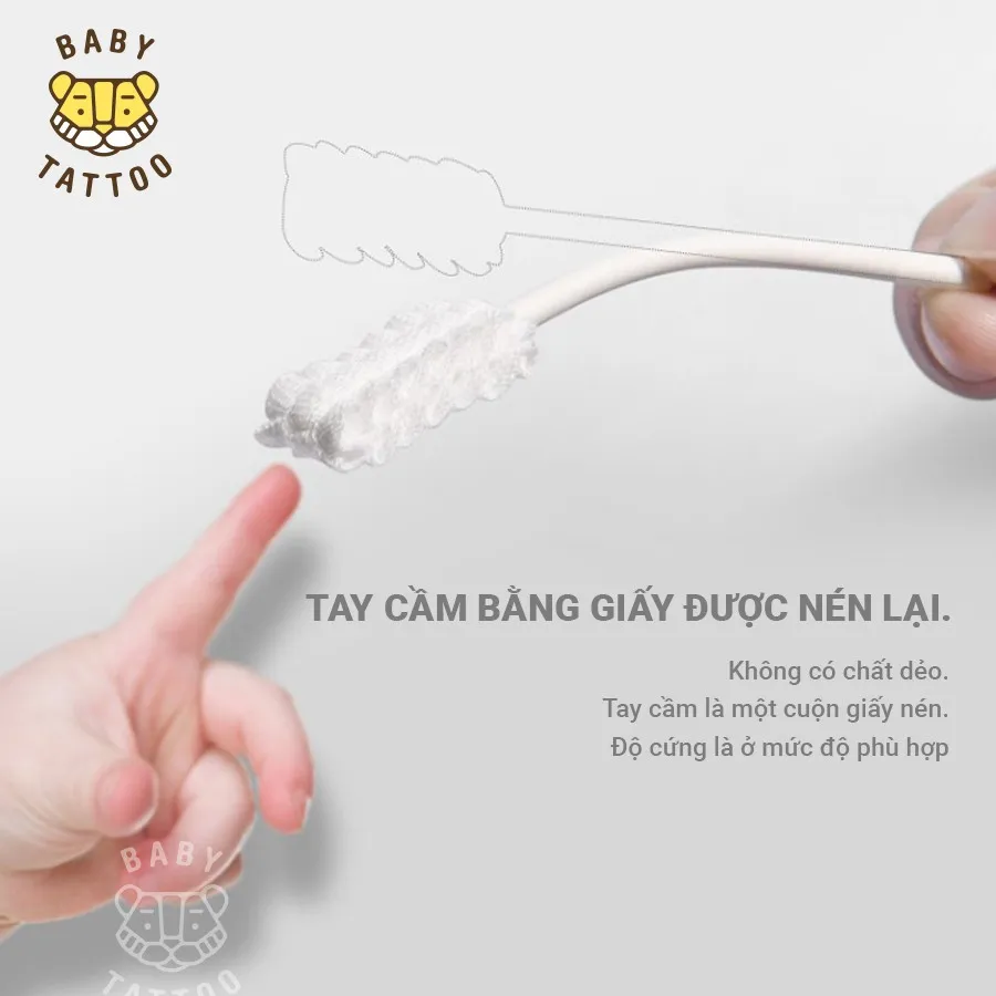 Ảnh BABY TATTOO Que Rơ Làm Sạch Lưỡi, Đầu 3D Lượn Sóng Cho Bé, hộp 15 que 4