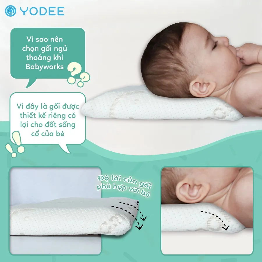 Ảnh Babyworks Gối ngủ thoáng khí mềm mại, đàn hồi, nâng đỡ đầu và giúp bé ngủ ngon 2