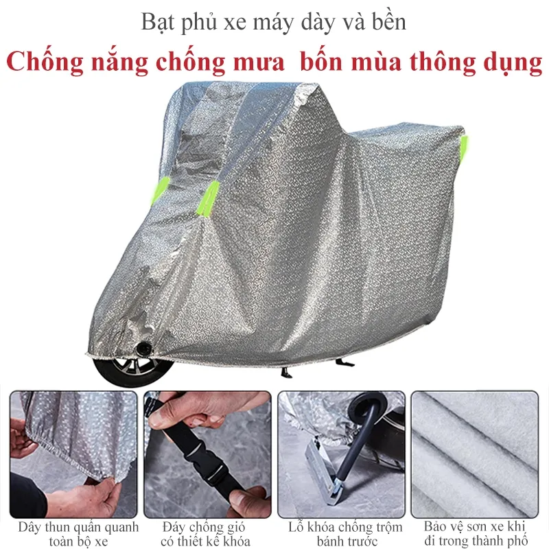 Ảnh Bạc trùm che phủ xe máy MYT Bạt che xe máy chống thấm cao cấp Áo trùm xe máy che nắng che mưa hai lớp dày 4