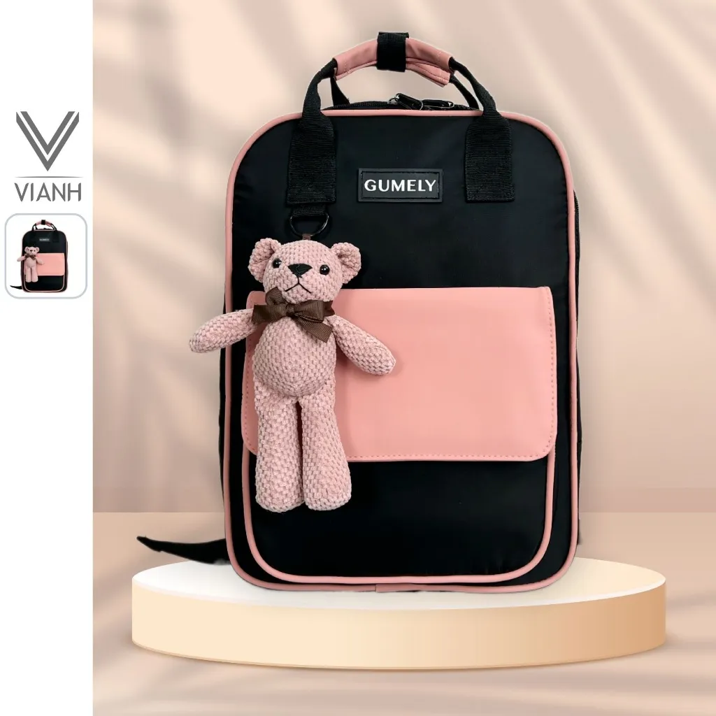 Ảnh Balo Black Pink đẹp đi học, làm gọn nhẹ nhiều ngăn size to để laptop 14 15.5 inch Gumely GU09 ViAnh 1
