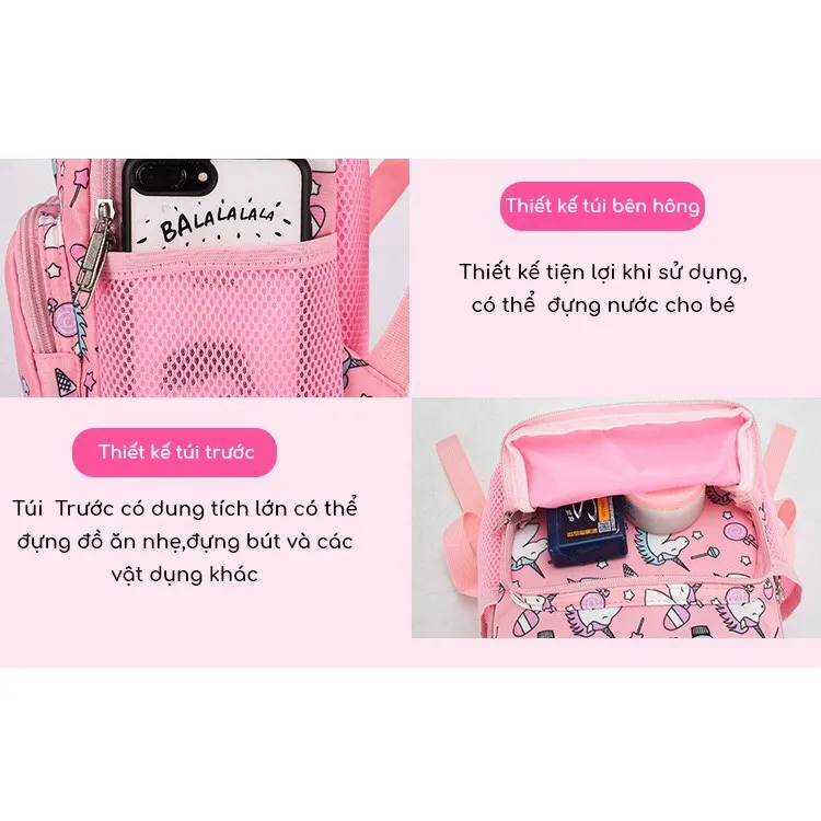 Ảnh Balo cho bé gái  đi học mẫu giáo mầm non 1989KIDS SHOP siêu nhẹ,chống thấm nước,đáng yêu,kích thước 27cm* 10cm*20cm 4