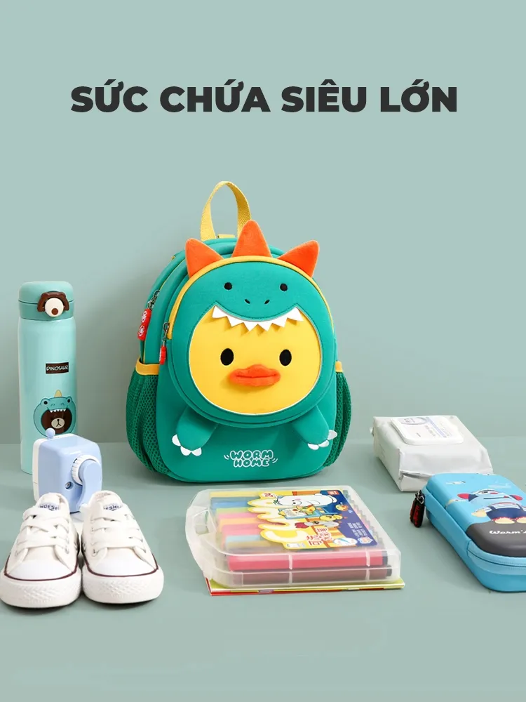 Ảnh Balo cho bé trai bé gái đi học mẫu giáo mầm non 1989KIDS SHOP hình thú đáng yêu,siêu nhẹ 300gram,có dây chống lạc, 3