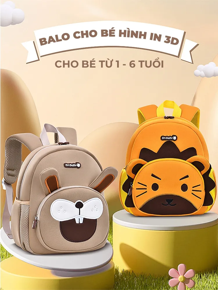 Ảnh Balo cho bé trai bé gái đi học mẫu giáo mầm non từ 2 đến 5 tuổi 1989KIDS, siêu nhẹ, sức chứa lớn, hình in 3D dễ thương 1