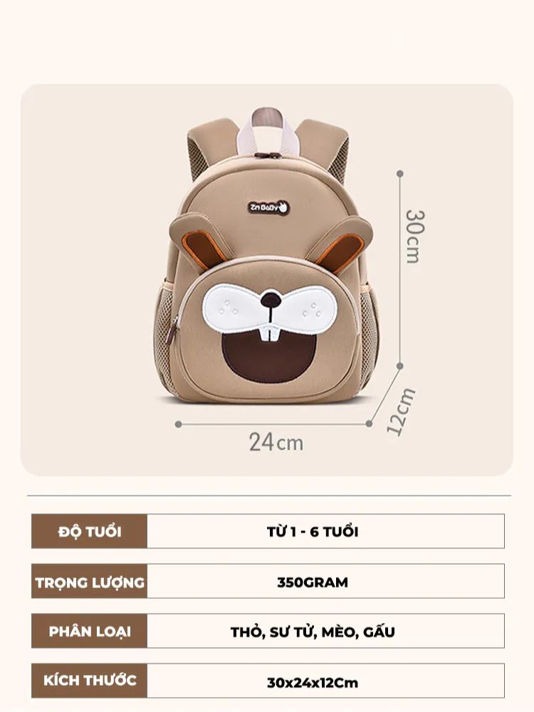 Ảnh Balo cho bé trai bé gái đi học mẫu giáo mầm non từ 2 đến 5 tuổi 1989KIDS, siêu nhẹ, sức chứa lớn, hình in 3D dễ thương 2