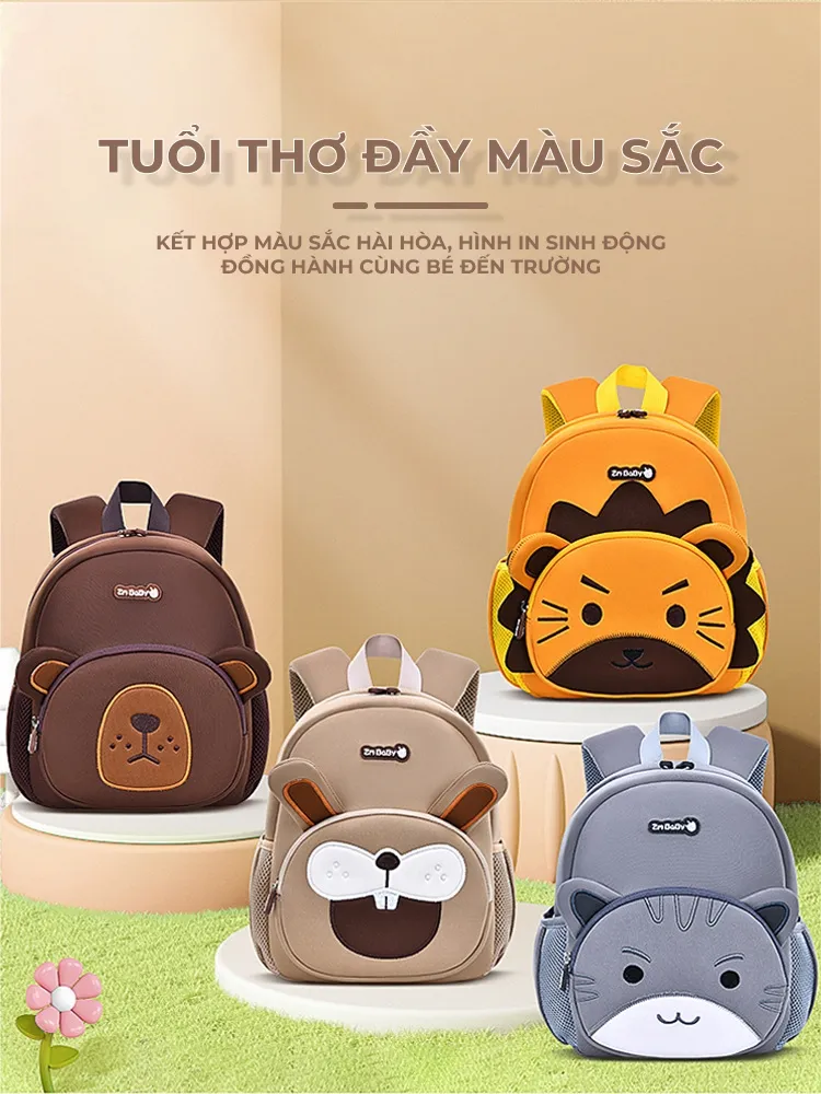 Ảnh Balo cho bé trai bé gái đi học mẫu giáo mầm non từ 2 đến 5 tuổi 1989KIDS, siêu nhẹ, sức chứa lớn, hình in 3D dễ thương 4