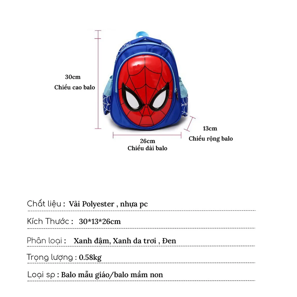 Ảnh Balo cho bé trai đi học mẫu giáo mầm non 1989KIDS SHOP hình siêu nhân,chống thấm nước,siêu nhẹ,kích thước 30cm*13cm*26cm 2