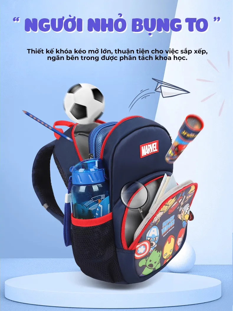 Ảnh Balo cho bé trai đi học mẫu giáo mầm non từ 1 đến 4 tuổi 1989KIDS SHOP tuổi hình in người nhện siêu nhẹ thoáng khí BL26 3