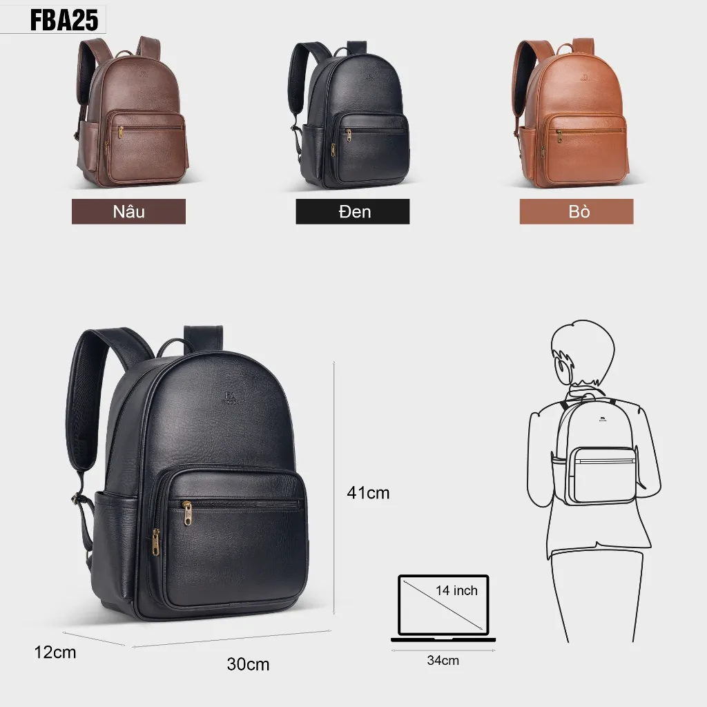 Ảnh Balo da công sở cao cấp unisex Fadoda FBA25 2
