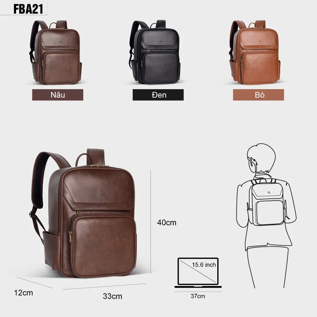 Ảnh Balo da công sở cỡ lớn Fadoda FBA21 2
