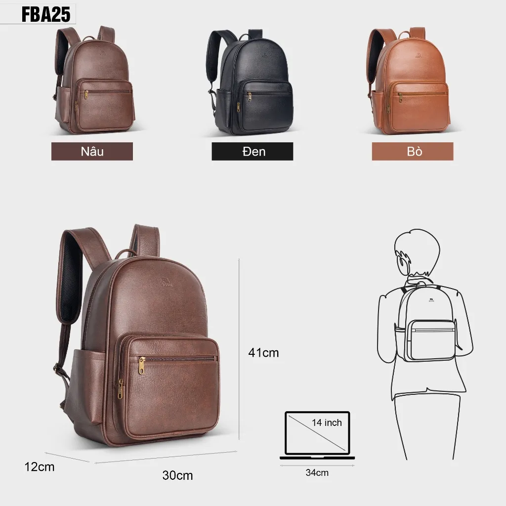 Ảnh Balo da công sở unisex thời trang FA DO DA FBA25 2