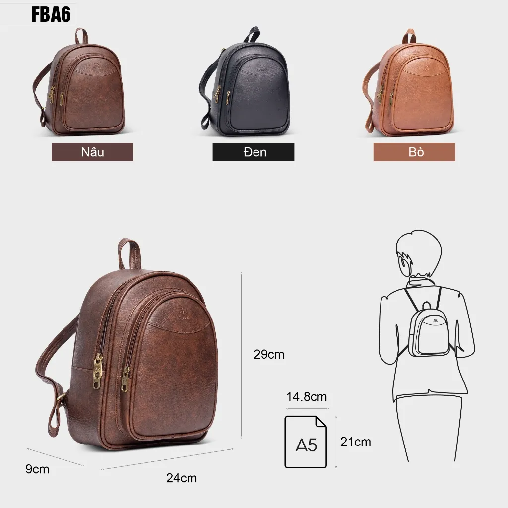Ảnh Balo da dáng trung thời trang nữ FBA6 FADODA 2