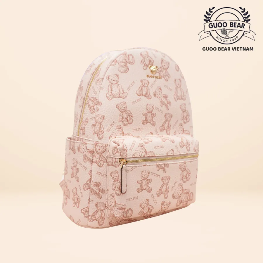 Ảnh Balo da GUOO BEAR chính hãng - GU8017 GU8018 GU8019 GU8029 Hồng Gấu kèm Charm 2