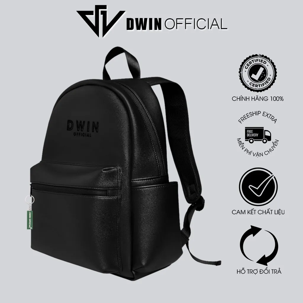 Ảnh Balo da nam nữ thêu logo Dwin cặp đi học thời trang hàn quốc basic Racer 1