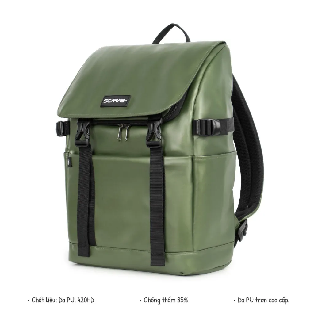 Ảnh Balo Da PU Thời Trang Scarab Urban Leather Backpack - Ba lô Đi Học Đi Làm Đựng Vừa Laptop 16inch 1