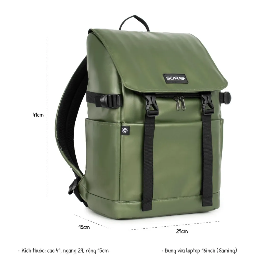 Ảnh Balo Da PU Thời Trang Scarab Urban Leather Backpack - Ba lô Đi Học Đi Làm Đựng Vừa Laptop 16inch 2