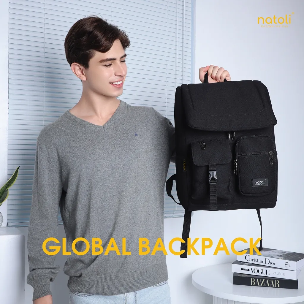 Ảnh Balo laptop 15 6 inch thương hiệu NATOLI, cặp đi học nam chống sốc chống nước tốt Global Backpack B8 3