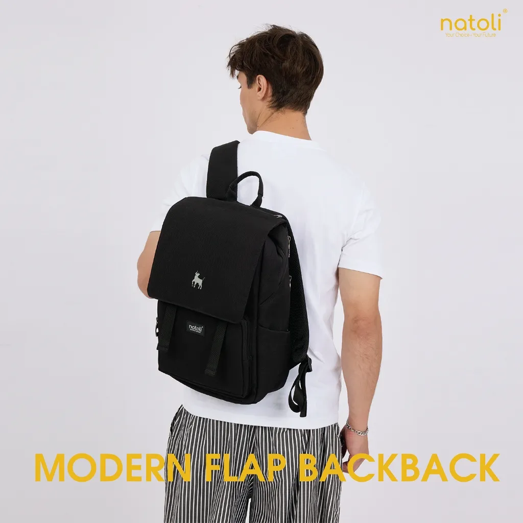 Ảnh Balo laptop chống sốc NATOLI nhiều ngăn, đựng laptop, đi học chống nước cao cấp - BST Modern Flap Backpack B23 3
