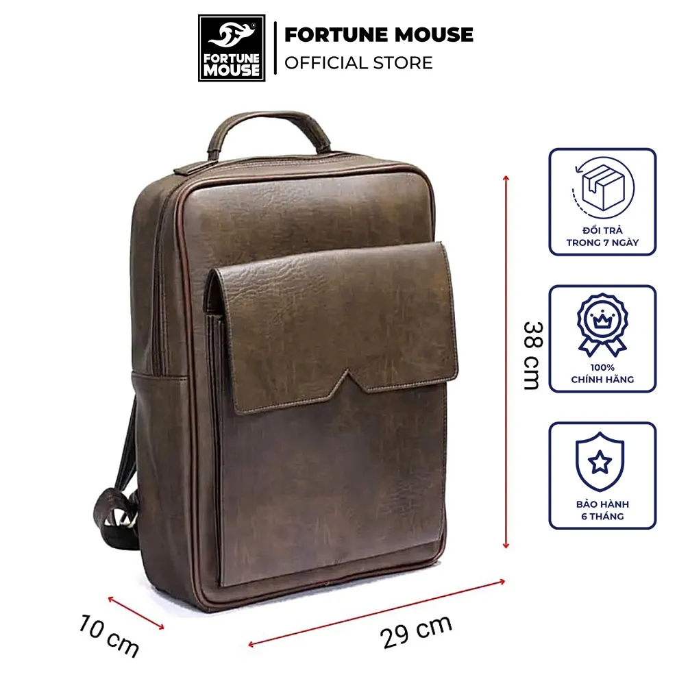 Ảnh Balo laptop da PU cao cấp chống nước Fortune Mouse A30 4