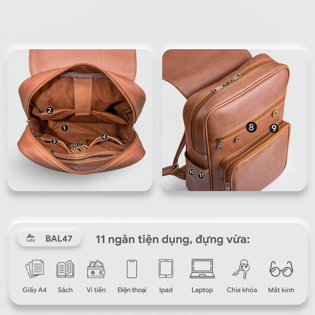 Ảnh Balo Lata (Thời trang nam cao cấp - Balo da BAL47) 4