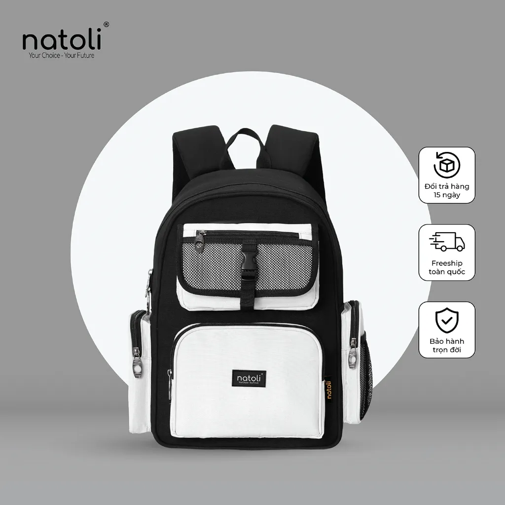 Ảnh Balo local brand thương hiệu NATOLI chất vải canvas thời trang chống nước dày dặn ICON BACKPACK B13 1