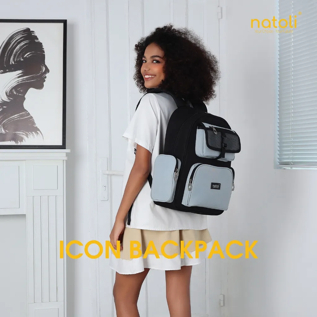 Ảnh Balo local brand thương hiệu NATOLI chất vải canvas thời trang chống nước dày dặn ICON BACKPACK B13 4