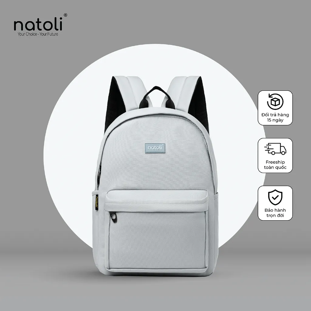 Ảnh Balo nam nữ đi học thương hiệu NATOLI nhiều ngăn chống nước tốt - Basic Backpack B2 1