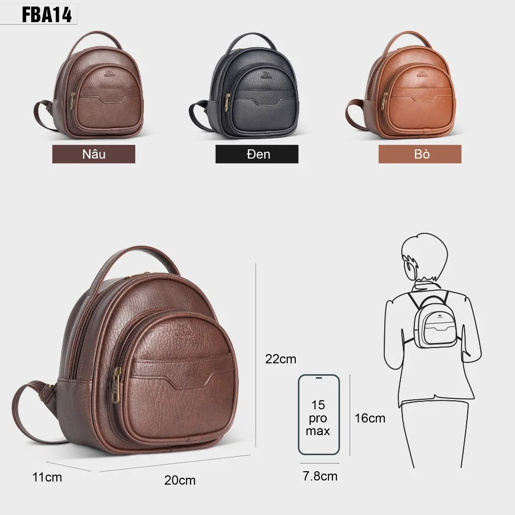 Ảnh Balo nữ mini thời trang dễ thương FADODA FBA14 2