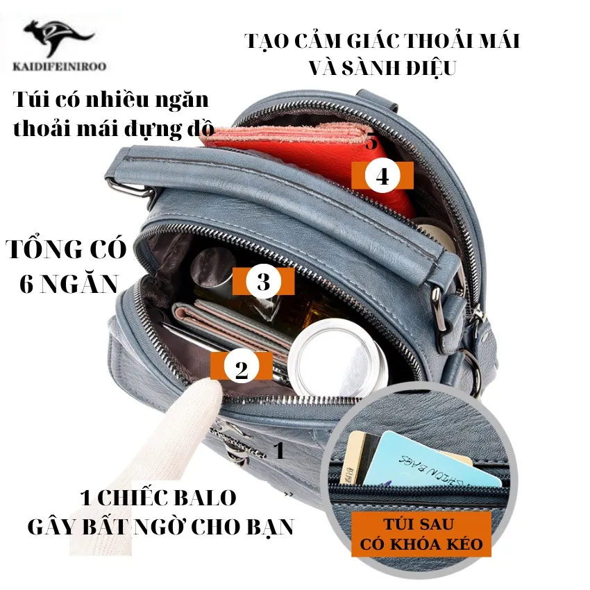 Ảnh Balo nữ thời trang cao cấp KAIDIFEINIROO phong cách Hàn Quốc KF32 (8616) Size 20 Kaidio 3