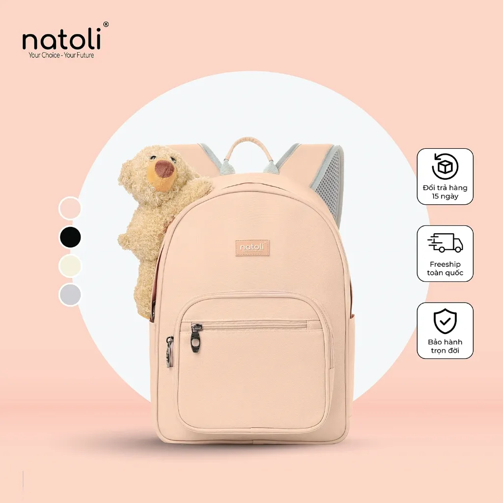 Ảnh Balo nữ thời trang gấu bông NATOLI cute, hàn quốc, đi học, nhiều ngăn BST Dreamy Teddy Bear School Backpack B16 1