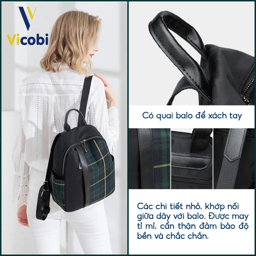 Ảnh Balo nữ vải Oxford Carson Vicobi B4, đựng vừa giấy A4 và laptop 13inch trở xuống 4