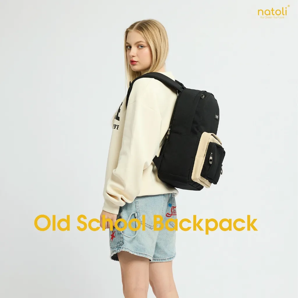 Ảnh Balo thời trang nam nữ Thương hiệu NATOLI vải canvas nhiều ngăn kháng nước - Old School Backpack B5 2