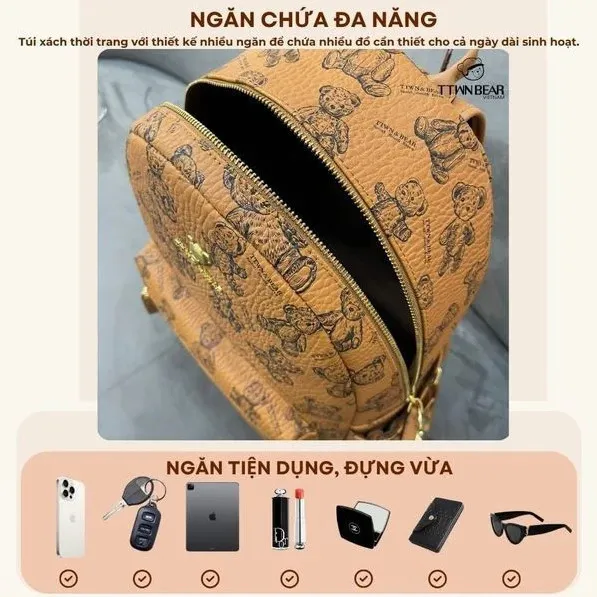 Ảnh Balo TTWN BEAR chính hãng - TN3209 da pvc 3 ngăn đi làm, đi học, đi chơi 4