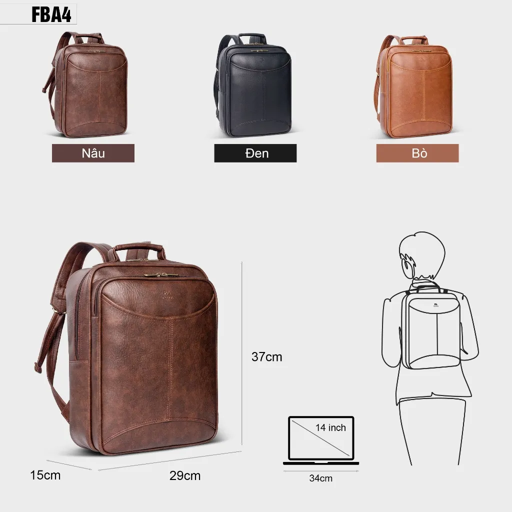 Ảnh Balo đựng laptop unisex FADODA FBA4 2