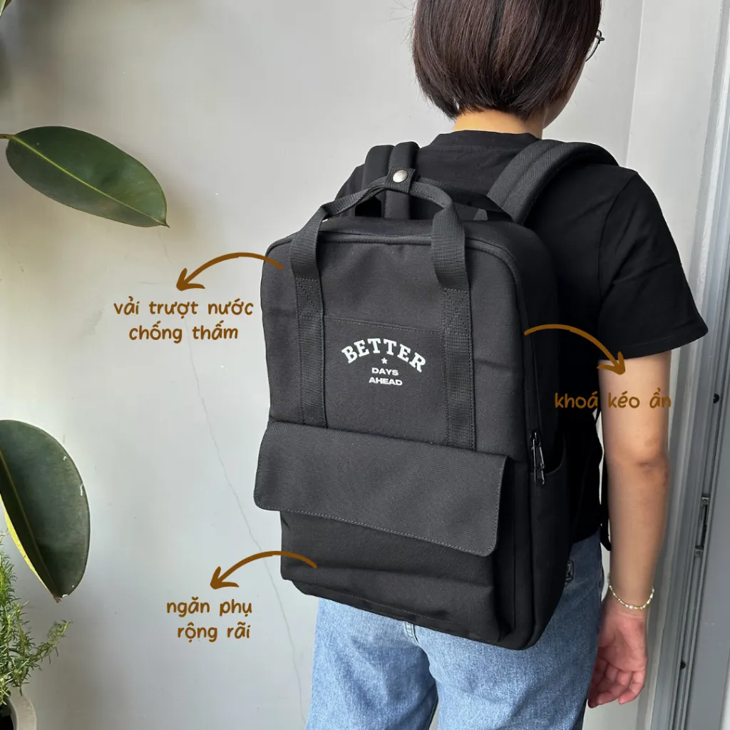 Ảnh Balo Vuông Shop®️ Rider vải chống thấm laptop 15 inch A4 đi học đi du lịch 3
