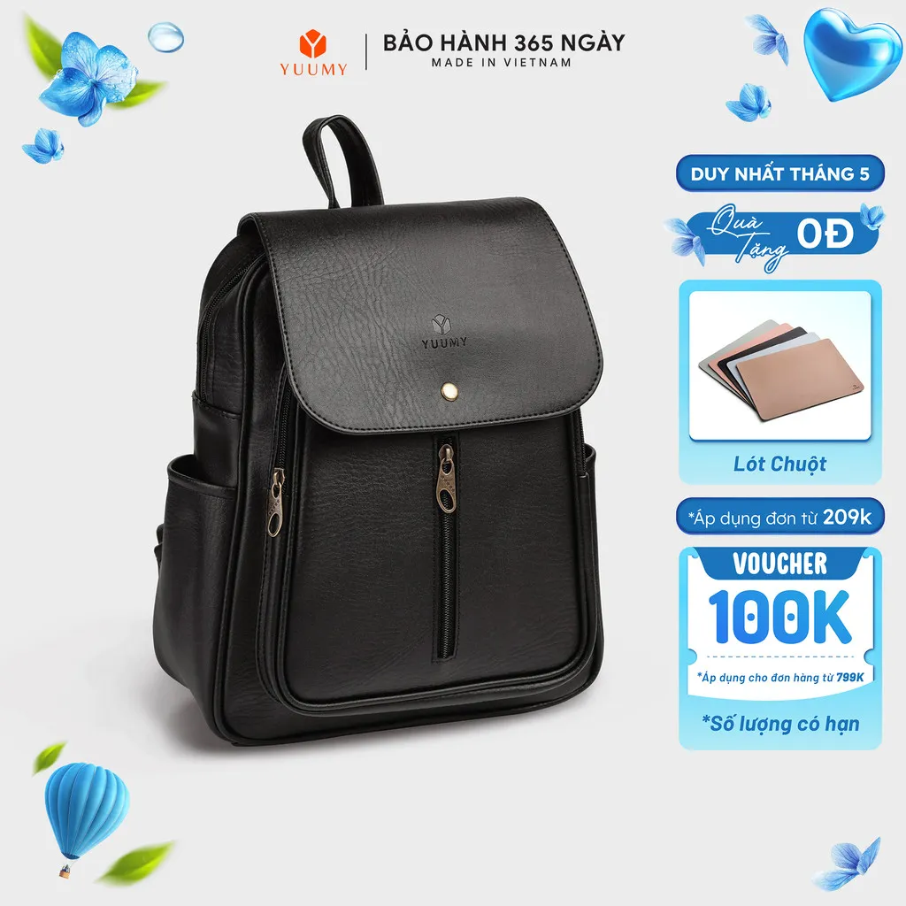 Ảnh Balo Yuumy (Thời trang nữ basic đựng vừa A4 - Balo da YBA5) 1