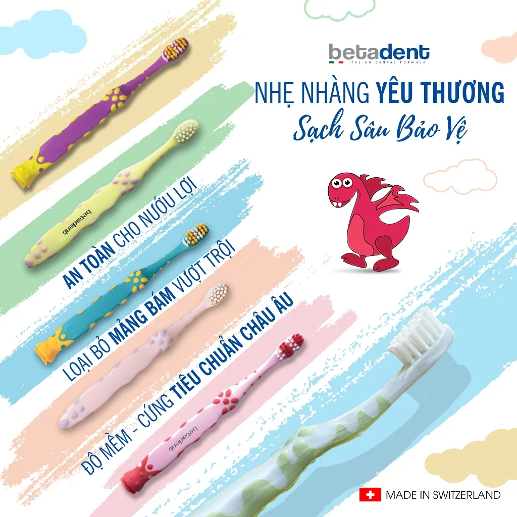 Ảnh Bàn chải đánh răng cho bé Betadent chăm sóc răng miệng chắc khỏe và trắng sáng cho trẻ em 0-11 tuổi 1