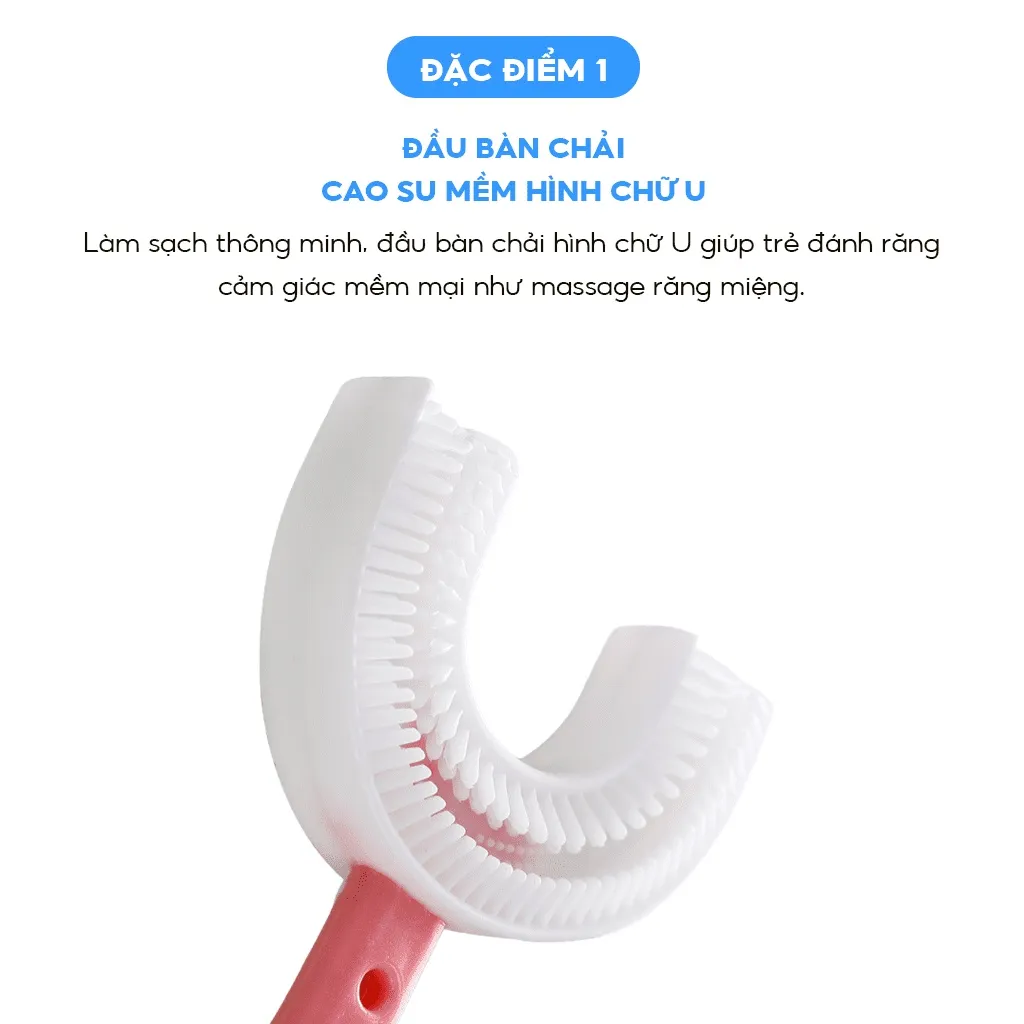 Ảnh Bàn chải đánh răng chữ U thương hiệu Midkid cho bé từ 1 tuổi, chải xoay 180 độ, massage răng, chất liệu mềm mại, an toàn 2