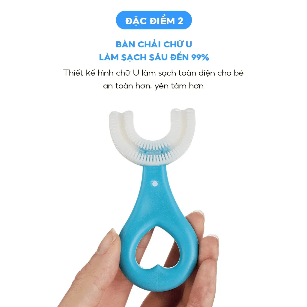 Ảnh Bàn chải đánh răng chữ U thương hiệu Midkid cho bé từ 1 tuổi, chải xoay 180 độ, massage răng, chất liệu mềm mại, an toàn 3