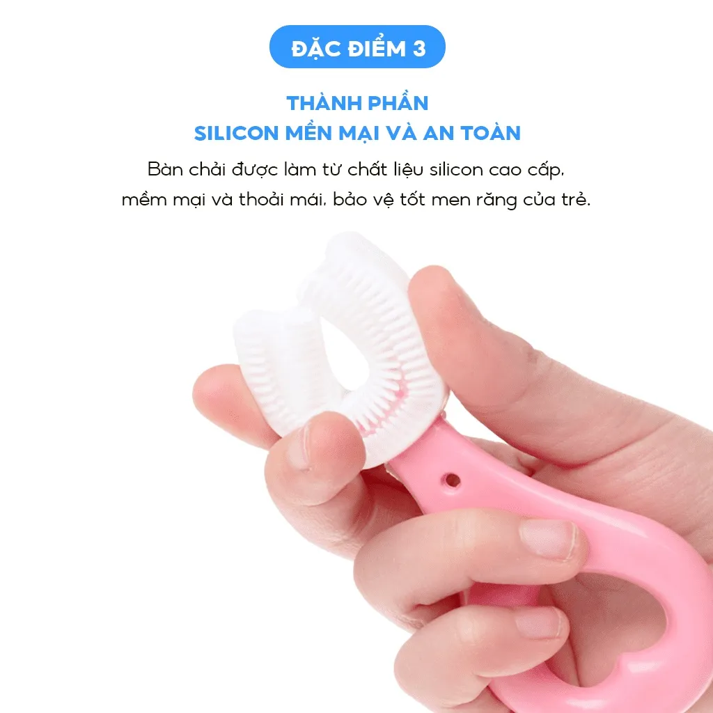 Ảnh Bàn chải đánh răng chữ U thương hiệu Midkid cho bé từ 1 tuổi, chải xoay 180 độ, massage răng, chất liệu mềm mại, an toàn 4