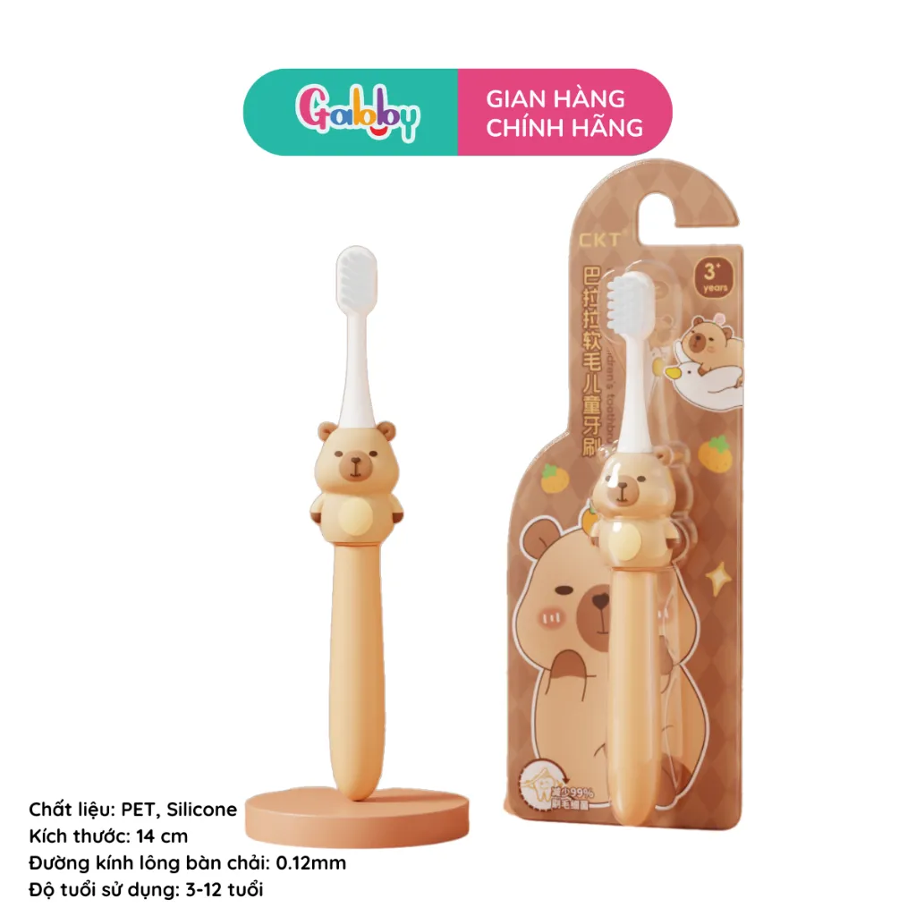 Ảnh Bàn Chải Đánh Răng Hình Thú Cho Bé Lông Mềm Mịn (Thỏ Hồng/ Mèo Tím/ Capybara, Ngộ Không/Sulley) 4