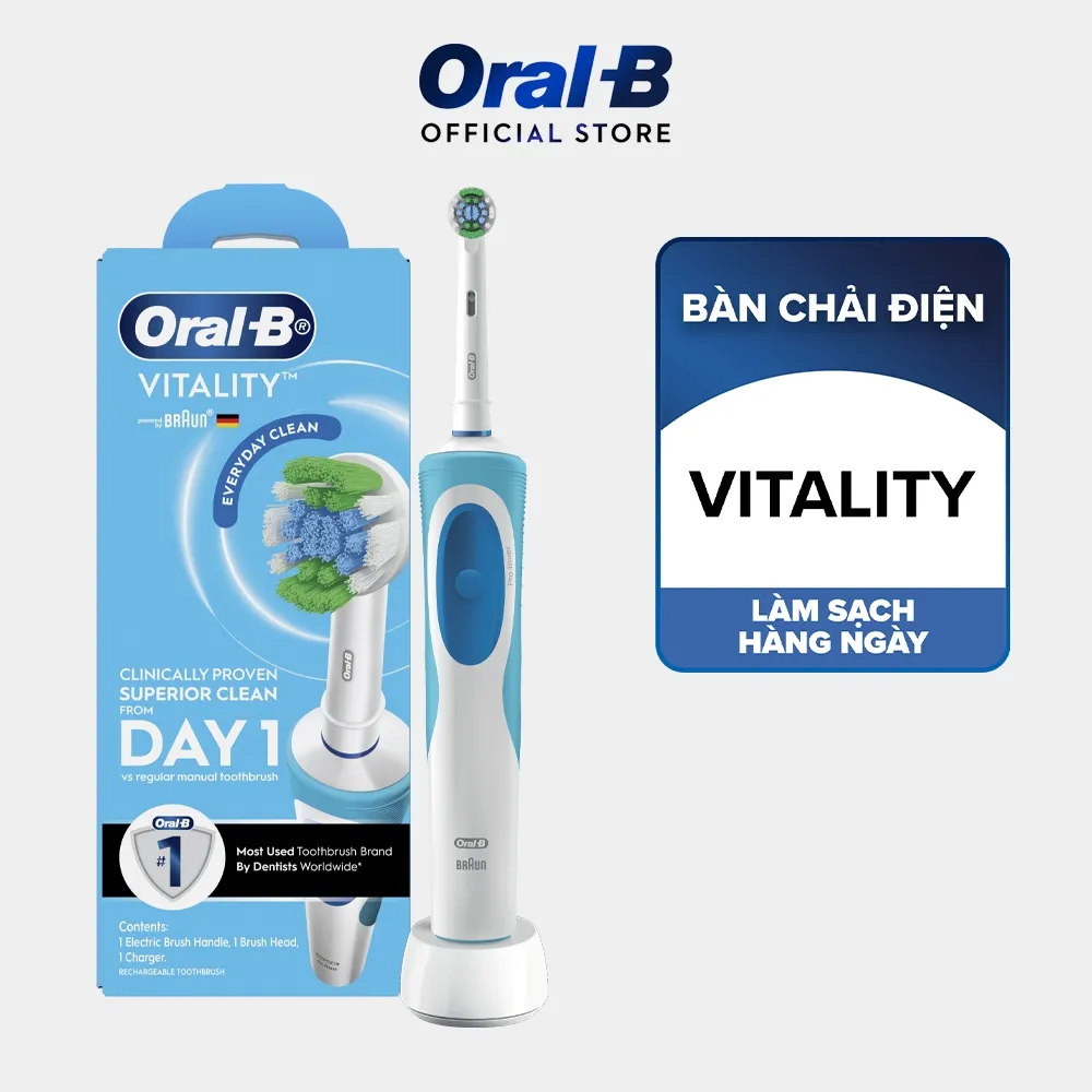 Ảnh Bàn chải đánh răng điện Oral-B Vitality Everyday Clean-Hàng chính hãng 100% Bảo hành 24 tháng 1