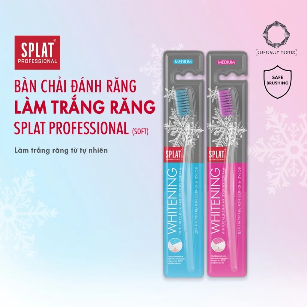 Ảnh Bàn Chải Đánh Răng SPLAT Whitening Lông Chải Cao Su, Đầu Tròn Làm Trắng Răng Loại Bỏ Mảng Bám Hiệu Quả - Màu Hồng 1
