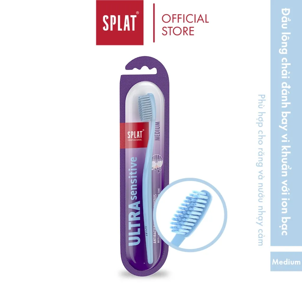 Ảnh Bàn Chải Đánh Răng SPLAT Sensitive Tráng Ion Bạc Kháng Khuẩn, Lông Chải Thiết Kế Bảo Vệ Răng Và Nướu Nhạy Cảm - Màu Xanh 1